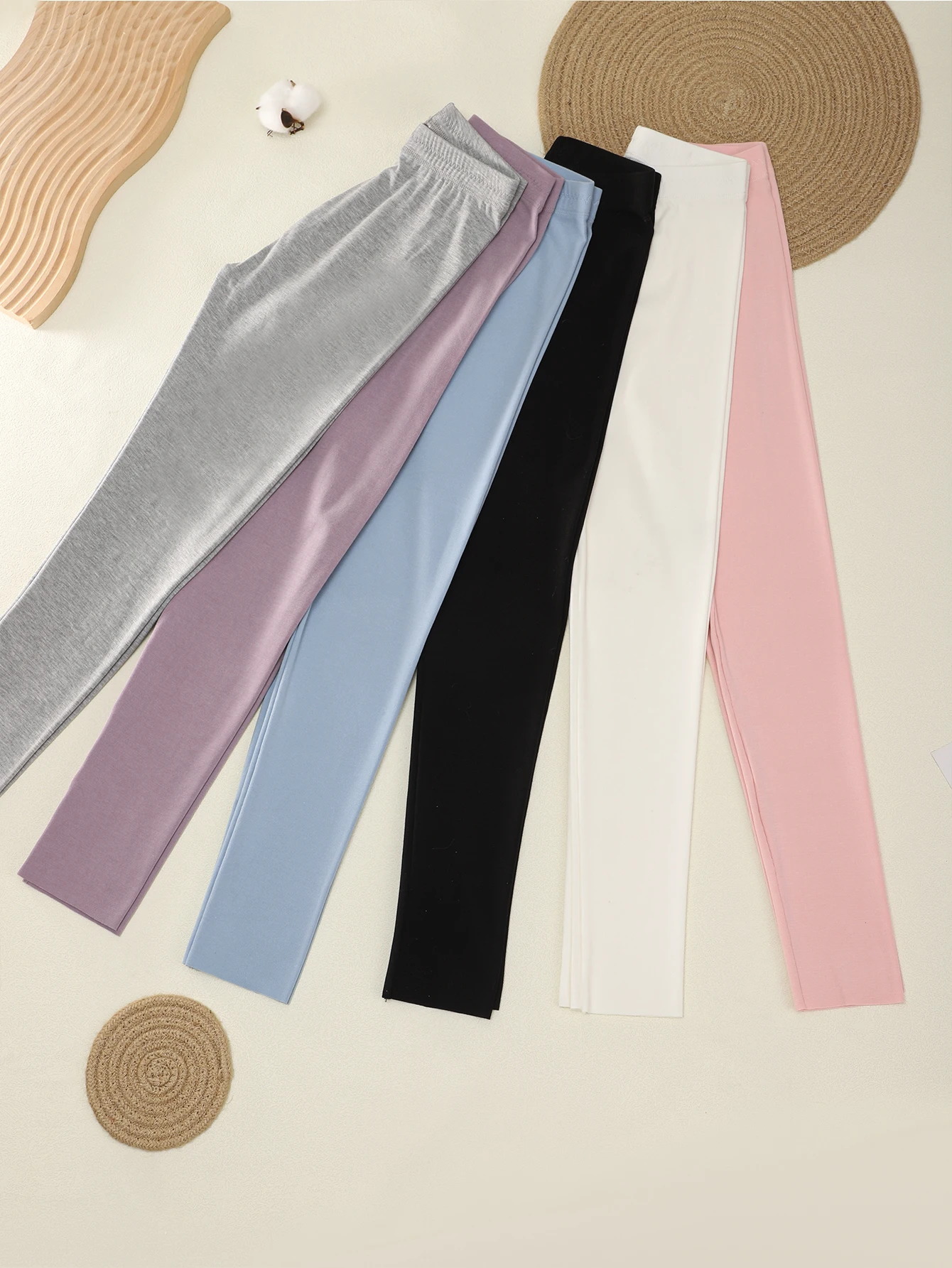 Modal Leggings For Kids Spring And Fall Women Wear High-Waisted Slim-Fit Nine-Point Stretch Tight Leg Pants