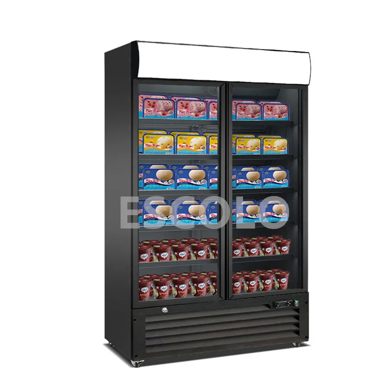 Commercial Restaurant Glass Door 2 Door Freezer With Lock