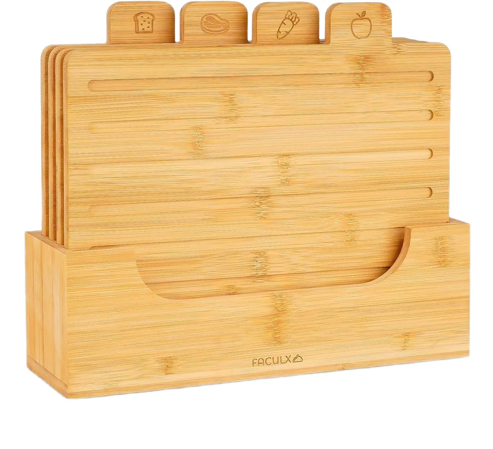 Custom-Size Bamboo Wood Index Cutting Board Set 3 Piece Book Shape Chopping Boards Stand Eco-friendly Style Laser Logo Square
