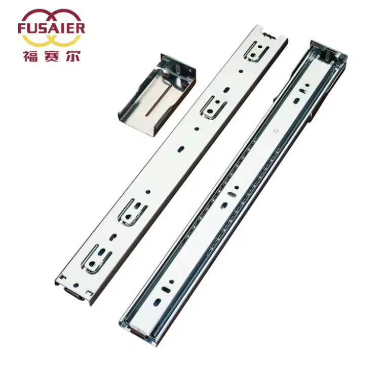 Fusaier  Supply Strong 35mm Pull Type Two-Folds Drawer 45mm Width Central Slide Telescopic Slide  Rail Ball Bearing Linear Slide