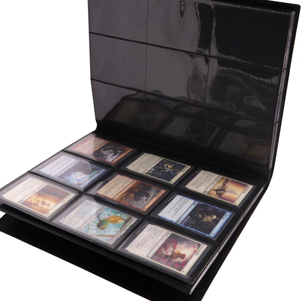 
 Wholesale 12 Sets Black 9 Pockets Pp Matte Poke Mon Magic Sleeve Yugioh Trading Card Binder  