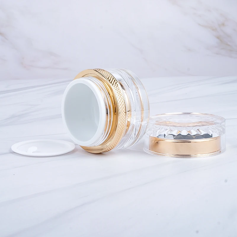 In Stock 15g 30g 50g Hot Selling Luxury Gold Cosmetic Jar and Bottle Acrylic Plastic Cream Container Jars
