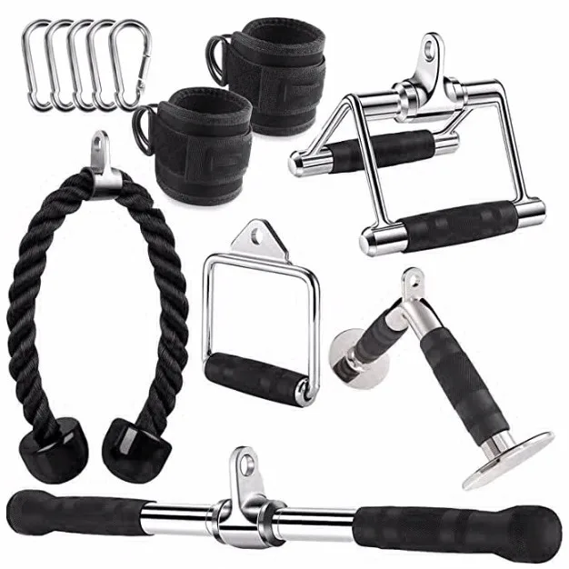 Multi-function Gym Fitness Equipment Steel Grip Triceps Rope V-shaped Handle Lat Pull Down Bar Power Rack Squat Accessories