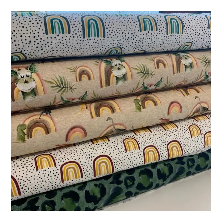 Эластичная цифровая печать 95% хлопок 5% спандекс хлопчатобумажная петля французская махровая трикотажная ткань