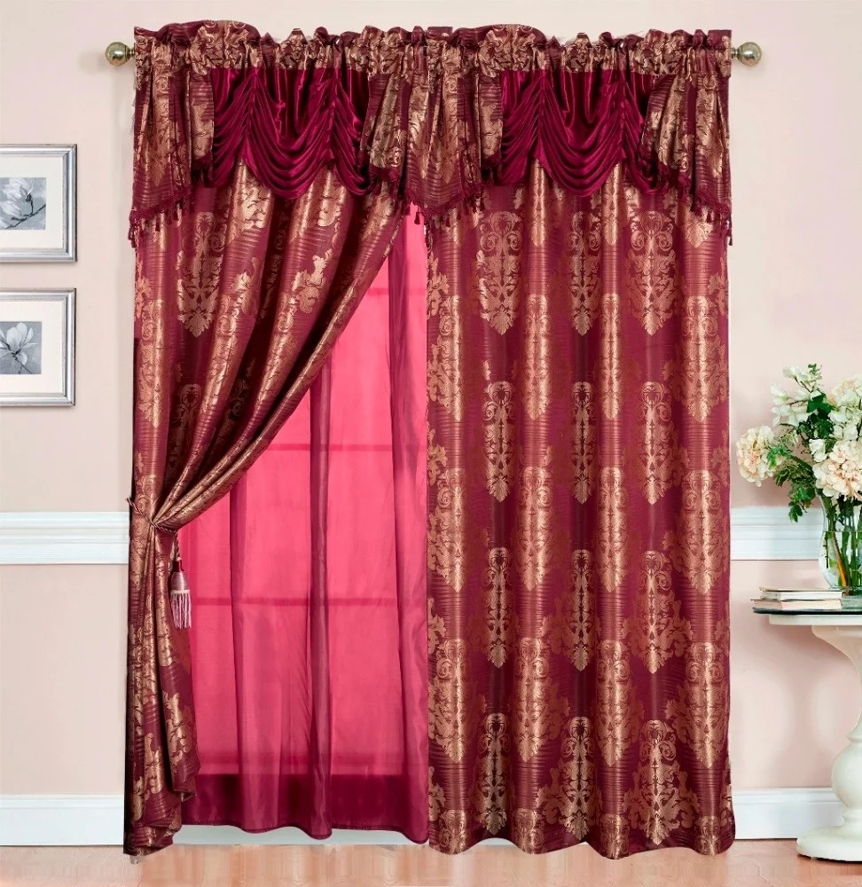 Классические геометрические двухслойные жаккардовые занавески в европейском и американском стиле для гостиной