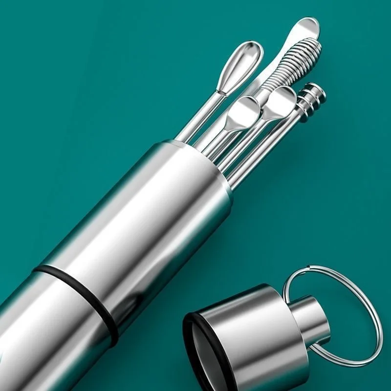 Portable Stainless Steel 50g Multi-Functional Earpick Non-Slip Handle Safety Ear Removal Cleaning Tool