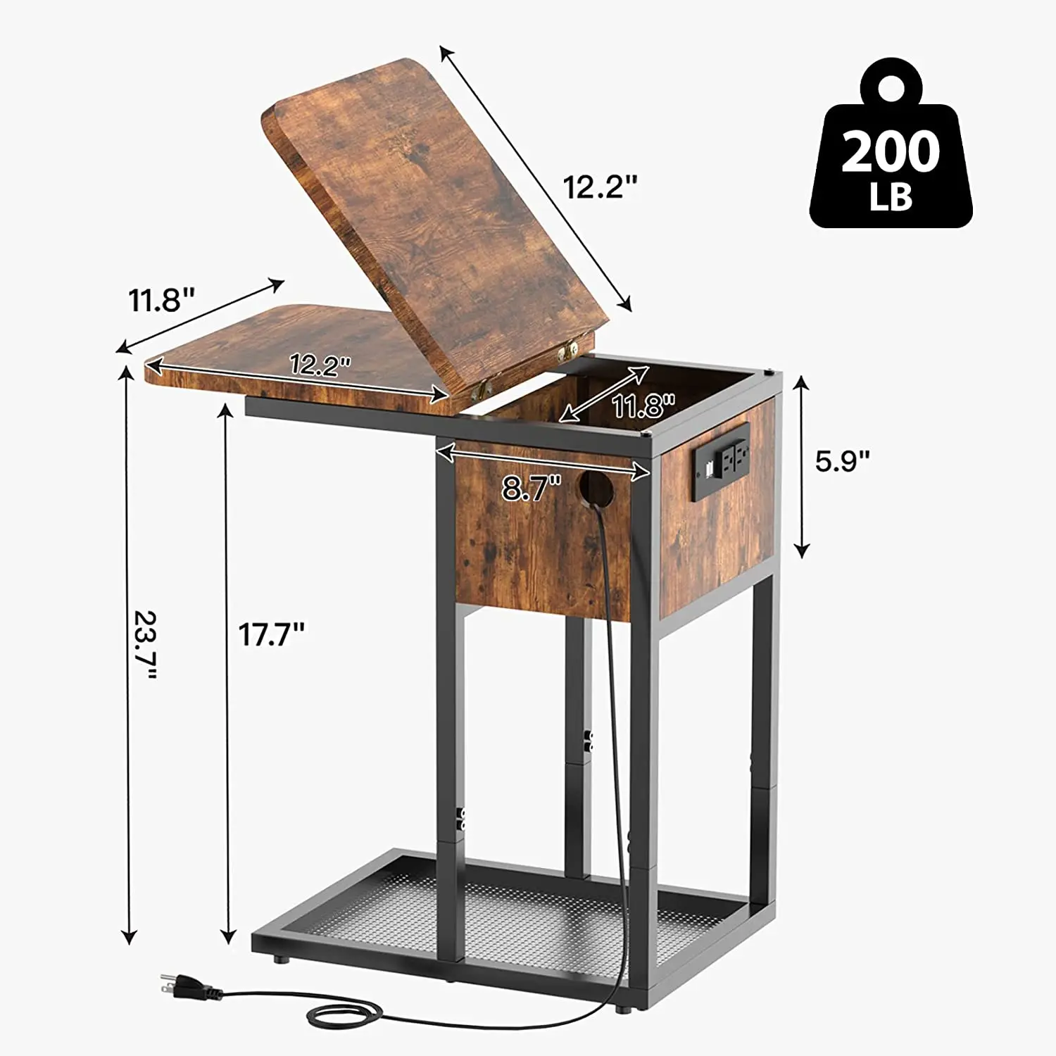 Living Room Decoration Iron Frame Industrial Wooden Top Side Table & Wooden Frame Black Accent End Table Coffee Side Tables