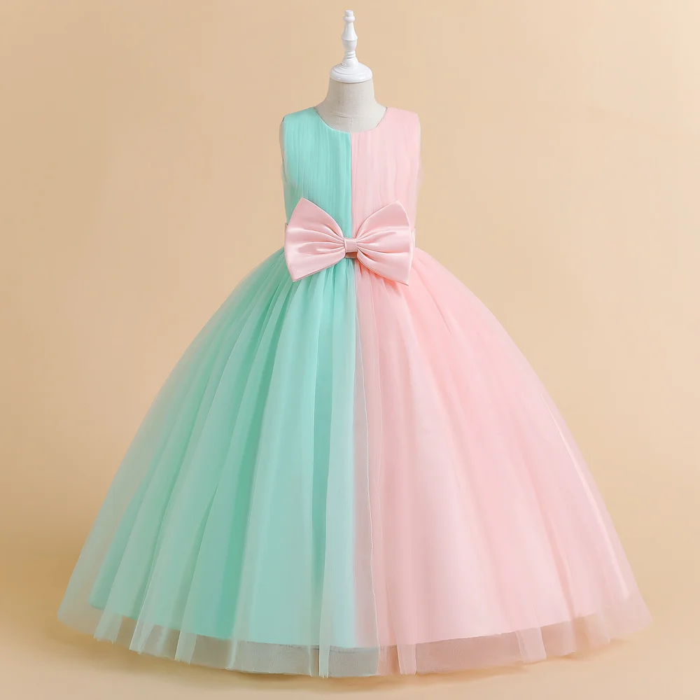 Girls Summer Princess Dress Children Piano High-End Host Dress Flower Red Kids Boutique Clothing Baby Princess Vestido De Noiva