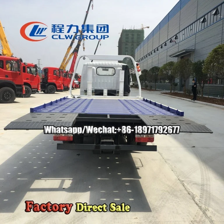 Dongfeng 4X2 3ton Flatbed Tow Trucks Wreckers 4X2 Rollback Road Rescue Wrecker