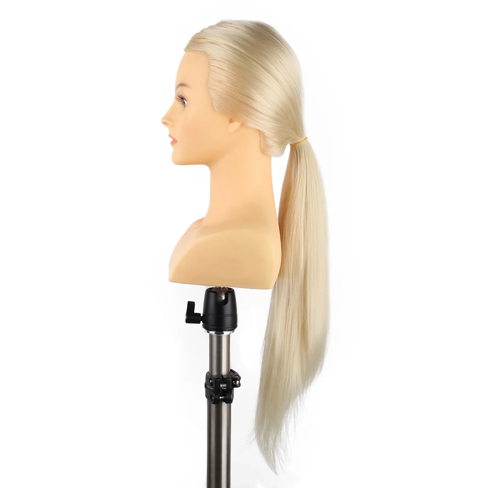 Hairdressing barber mannequin training heads long  hair white  with shoulders