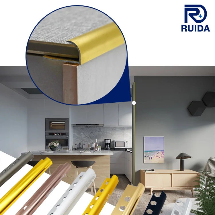 Gold Decor Aluminum Wall Tile Decorative Metal Trim Strips For Transition