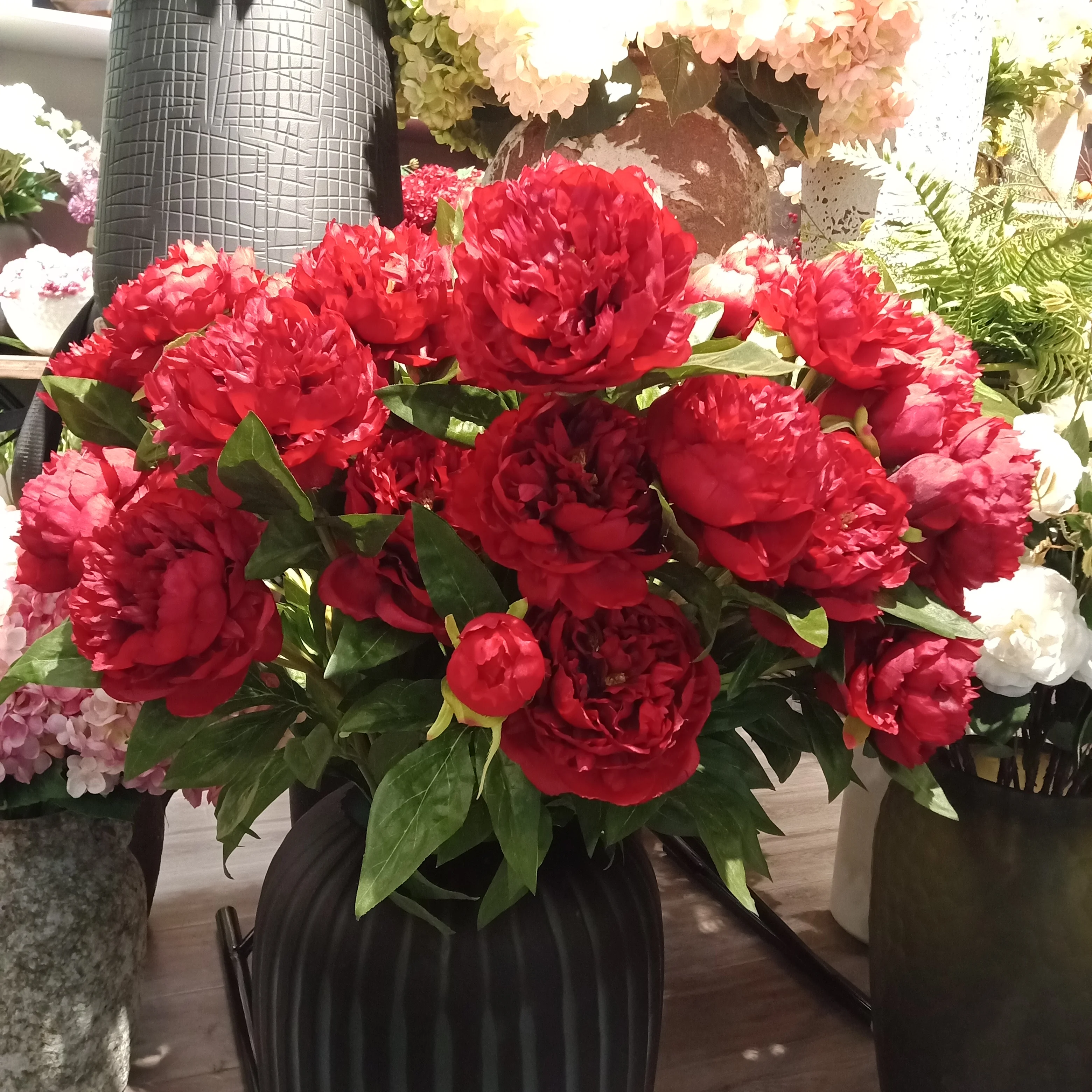 High quality 3 heads artificial flowers 6 colors silk peony for Home decoration