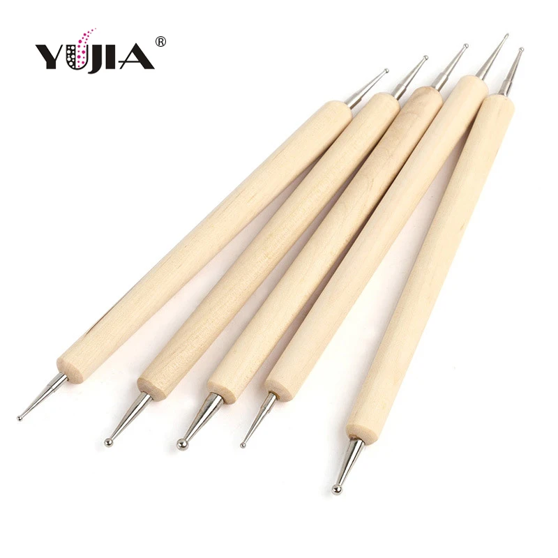 Для маникюрного салона, недорогие деревянные инструменты для точечного дизайна ногтей, ручка