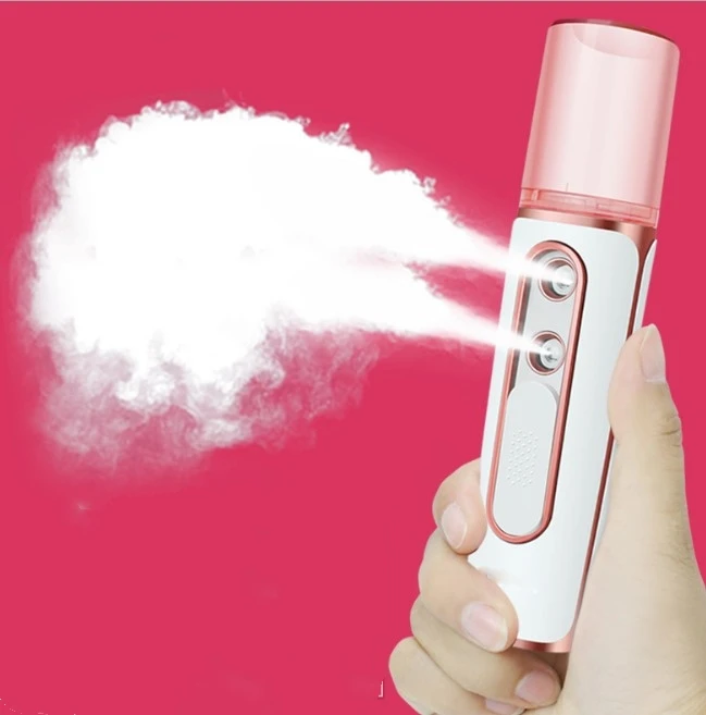 Nano Facial Mister,Double Hole Portable Facial Moisturizing Tool for SkinCare Cool Mist Nano Steamer Waterproof Handy Face Spray