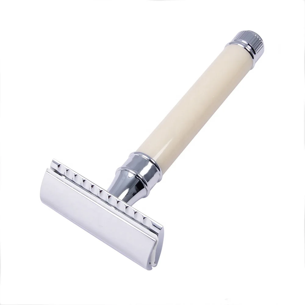 Professional Design Stainless Steel White Color Handle Safety Razors Easy & Comfortable Grip Accepted Private Label