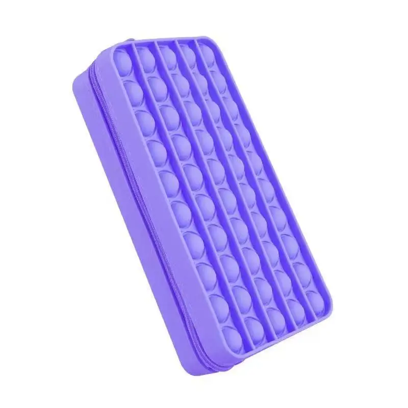 Silicone fidget push pop bubble toy pencil bag stress relief student kit pop pencil case