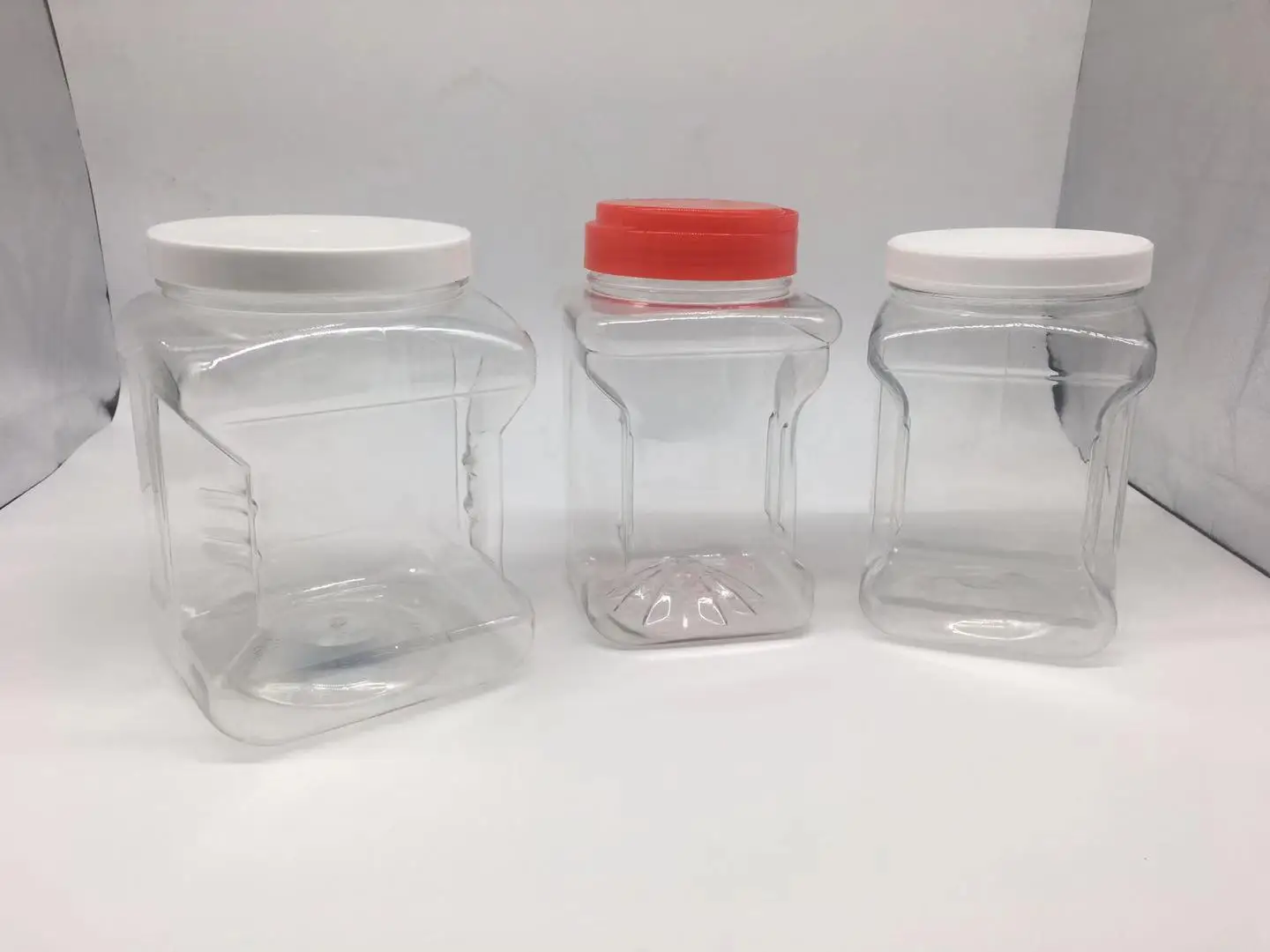 Half Gallon Large Clear Empty Plastic Storage Jars With Lids Square Food Grade Wide Mouth Container With Easy Grip Handles