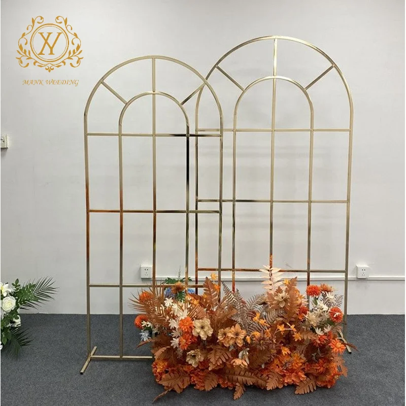Geometric Iron Metal Gold Arch Backdrop Wedding Reception Decoration Background Frame Flower Stand Arch for Wedding Party Event
