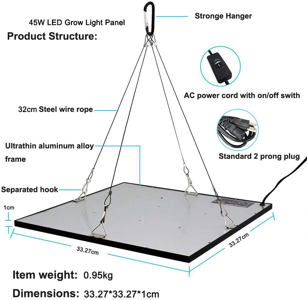 Led Grow Light Full Spectrum 45W 50W Growing Lamps AC85-265V Plant Growth Lighting for Plants Flowers Seedling Cultivation