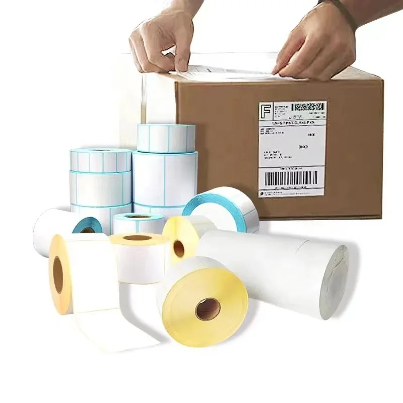 Spot Wholesale Self Adhesive Paper Sticker Barcode Label Waterproof Thermal Sticker Label Roll