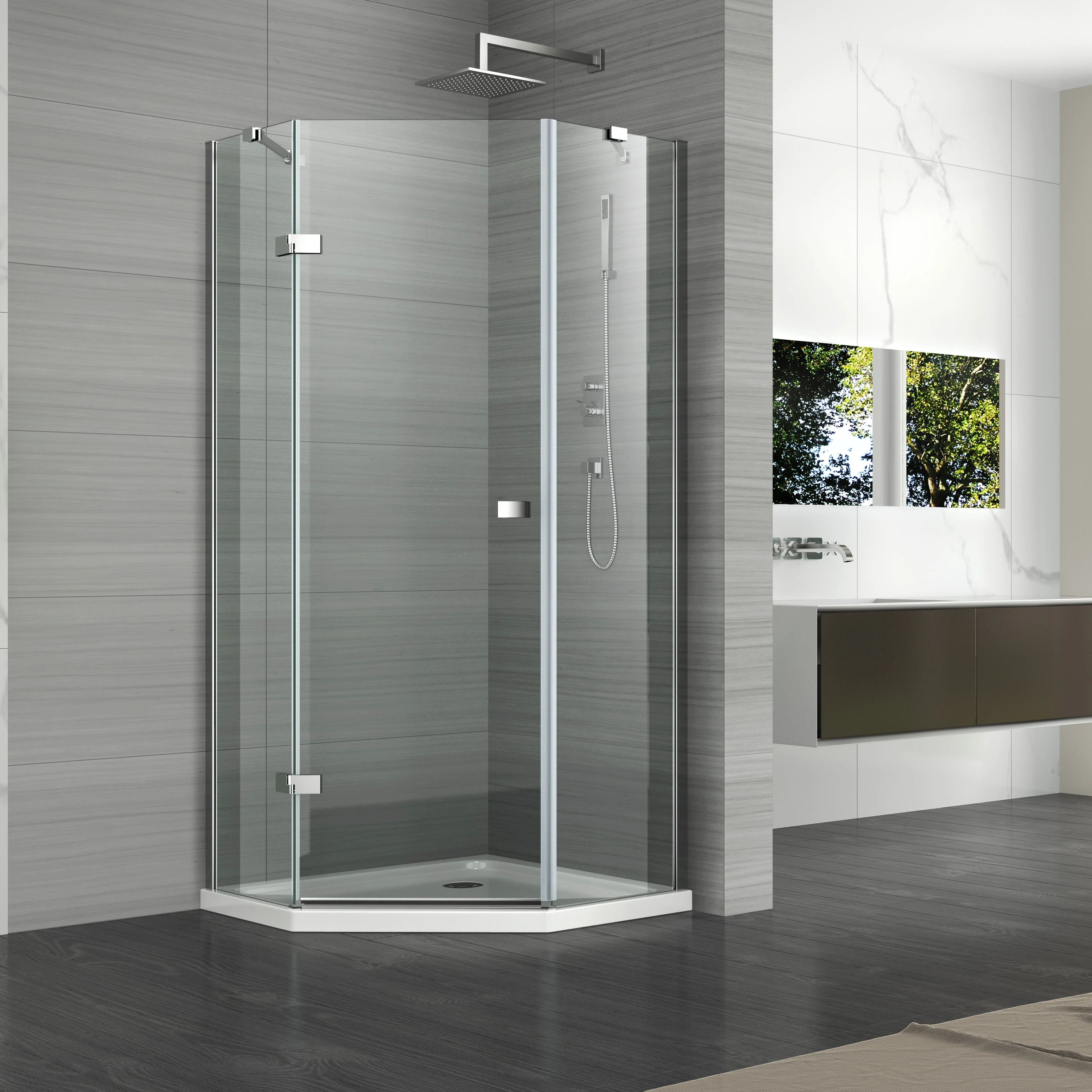 
Frameless Hinge Pentagonal shower enclosure 