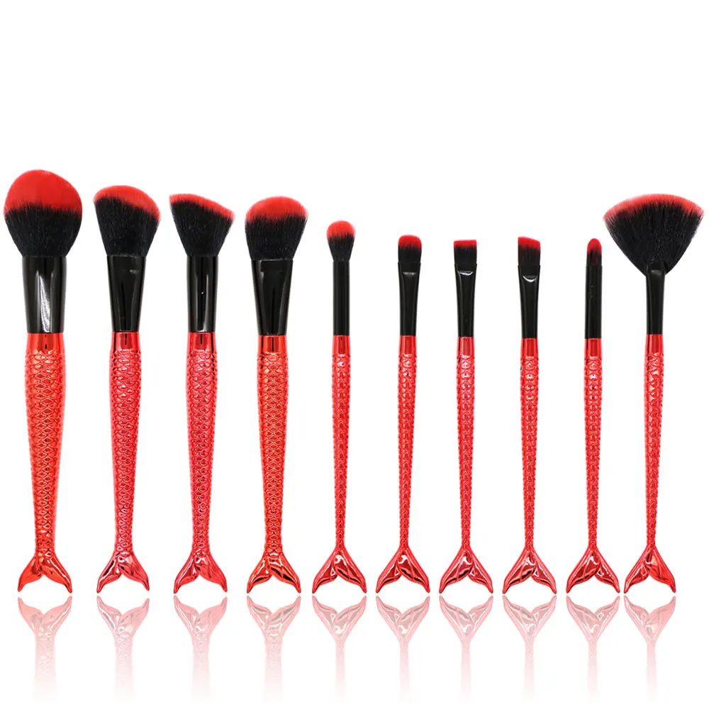 BS-1003 Makeup Brush Set 10pcs Mermaid Brushes Rose Gold Make-up Brush