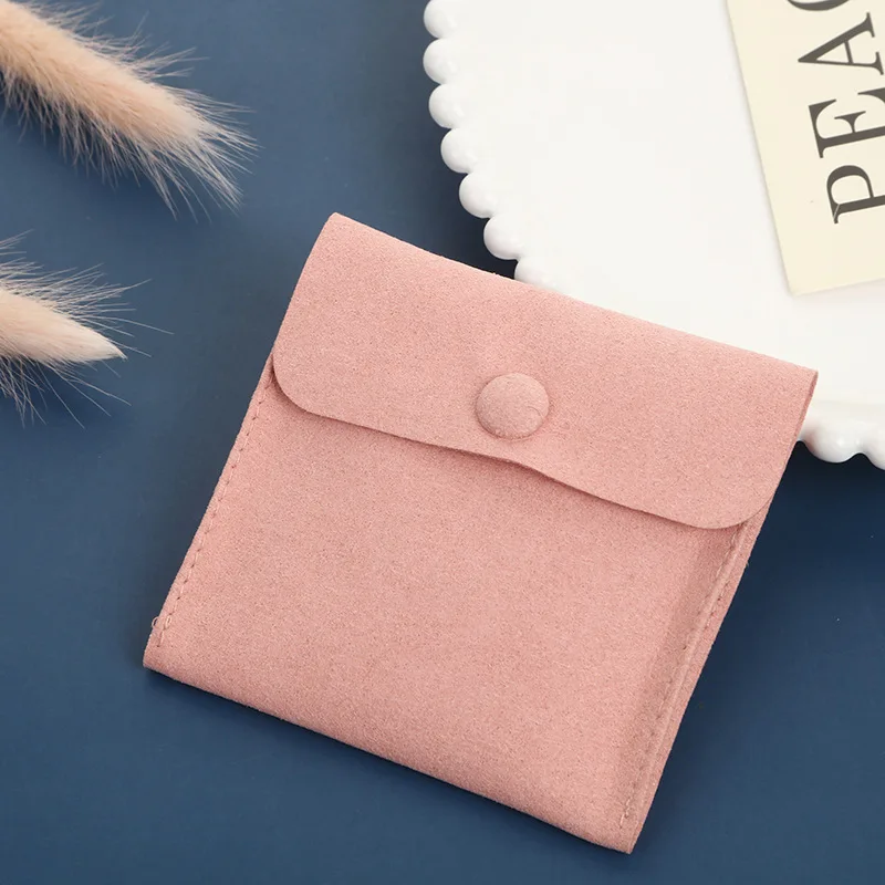2023 Wholesale Necklace Jewelry Gift Bags Velvet Small Envelope Flap Suede Microfiber Jewelry Pouch Bag