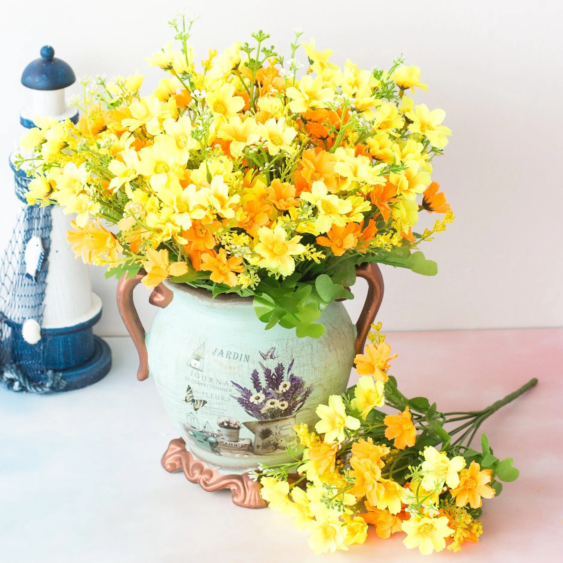 Nordic floriculture 28 head jump orchid Daisy 7 fork artificial flower decorative Silk small pla