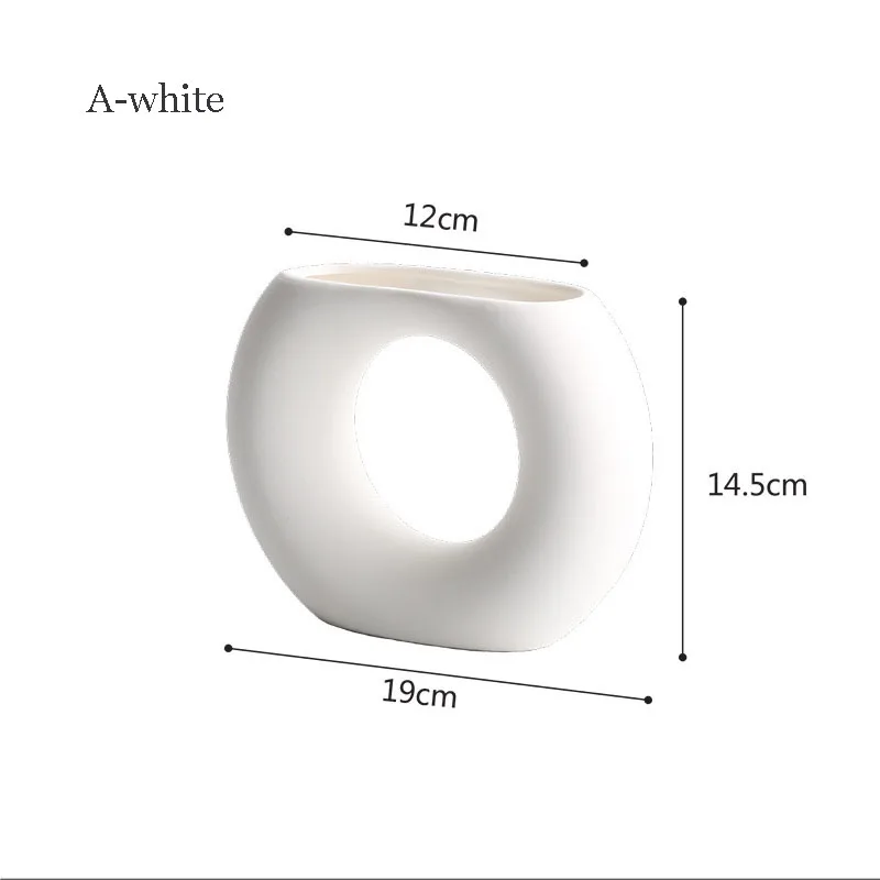 Modern Creative Art Plain Dry Flower Ceramic Vase For Porch Cabinet