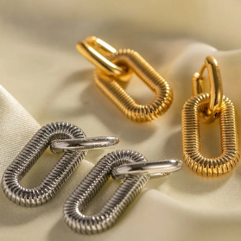 Fashion NO Tarnish Stainless Steel Earrings Accessories 18K Real Gold PVD Plated Chain Hoop Huggies Earring Jewelry for Women