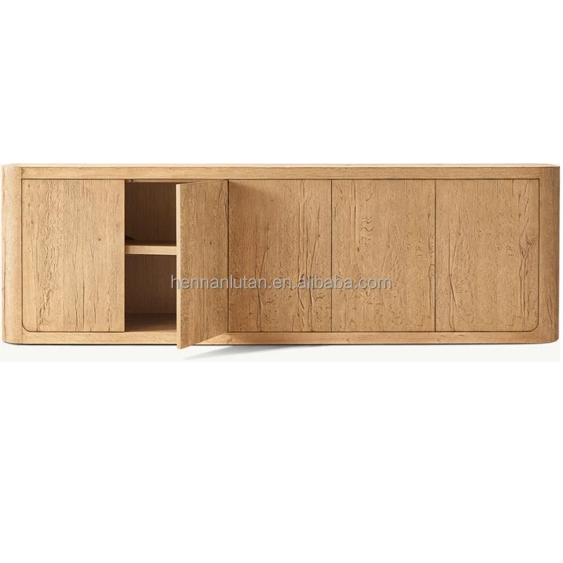 ODM Modern Living Room Furniture American Style Durable Solid Wood Oak Wooden Media Console Wood TV Stand