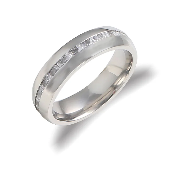2019 высокое качество циркония Канал Набор белых ювелирных изделий 8 мм титана принцесса огранки кубического комфорта подходят свадебные кольца