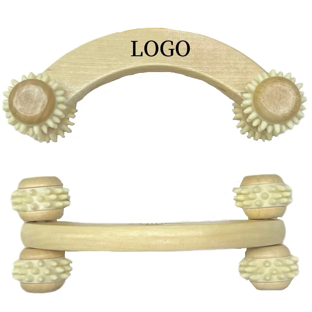 Manual Arched Wheel Body Massager Physical Therapy Wooden Face Massage Tools