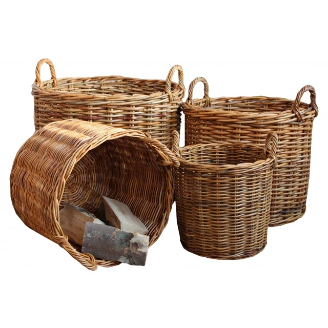 Garden Basket Manufacture Eco Friendly Vintage Laundry Hotel Decoration Pot Planter OEM ODM Garden Giant Rattan Log Basket