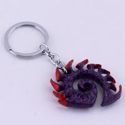 Hot Sale Online games  Keychains  Movie Series Purple StarCraft zerg logo metal key chain