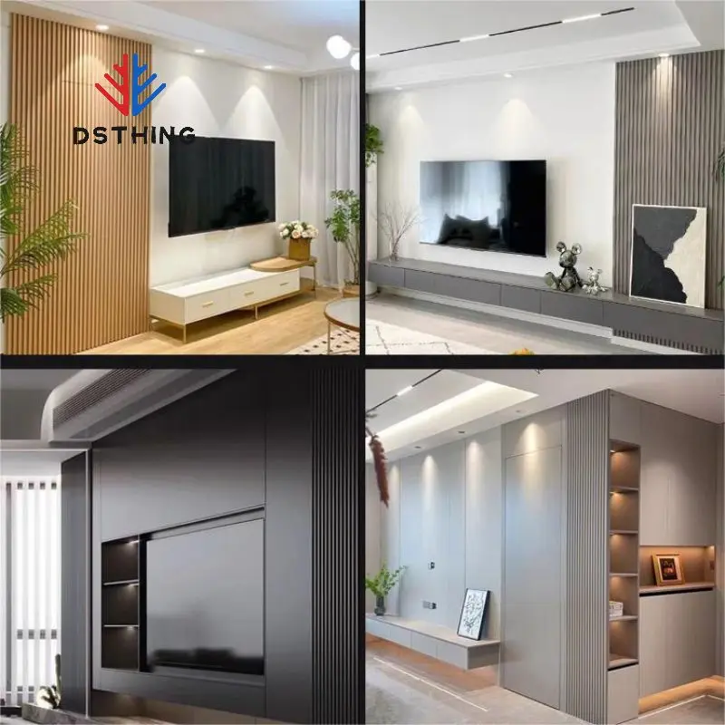 AISEN DECOR Crack Resistance Grille Home Decor Bamboo Fluted Panel Wall Cladding Wood Fiber Pvc Wpc Interior Wall Panel