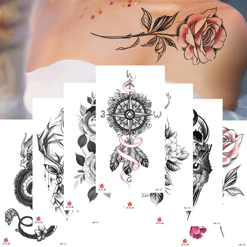 XQB 001-100 210x114mm colorful waterproof temporary tattoo animal totem long time lasting tattoo sticker