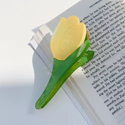 GIRLIZE Wholesale Korean Fashion 10cm Fancy Color Large Plastic Tulips Flower Hair Claw Clip Hair Accessories For Women 2022