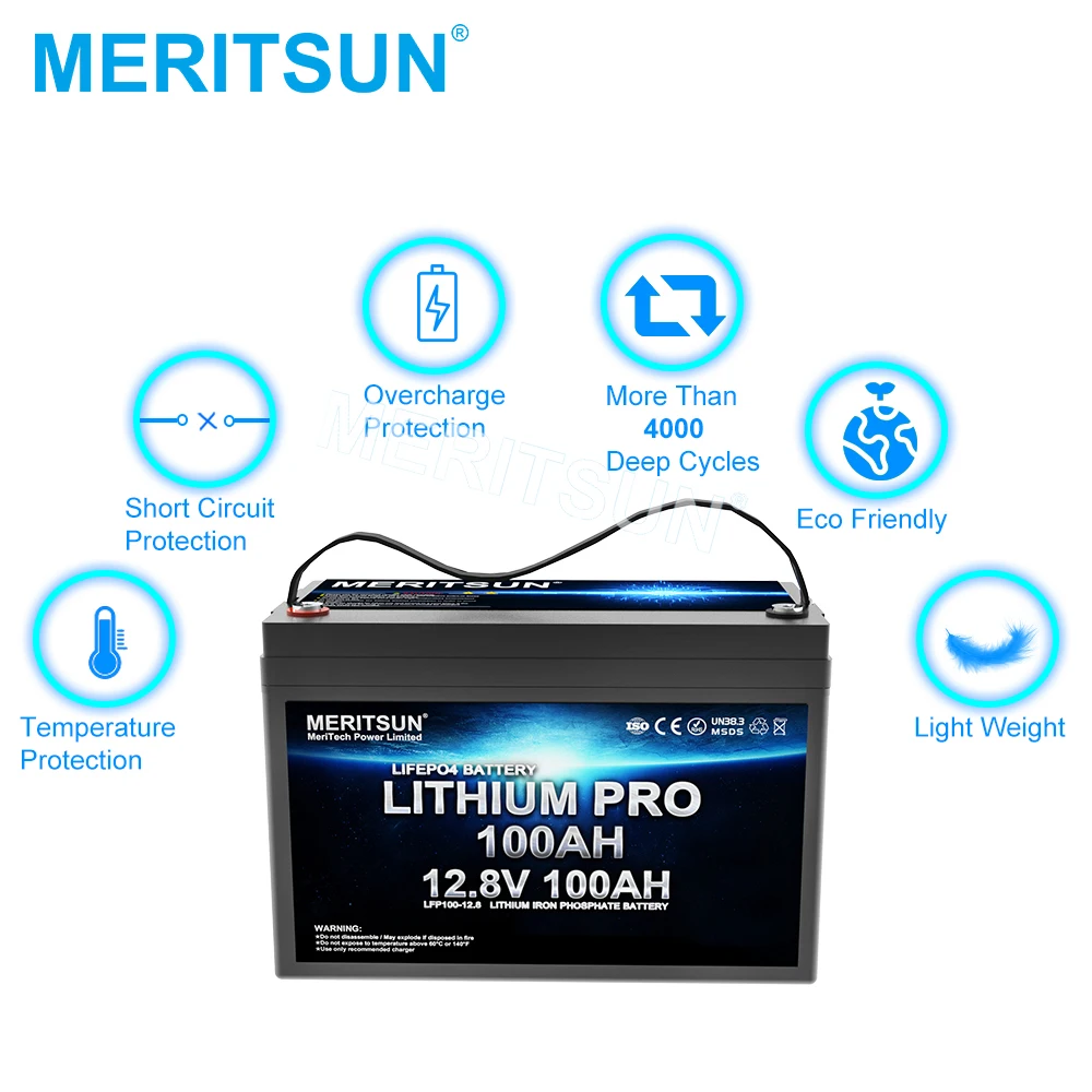 Deep Cycle Rechargeable Lithium ion Battery 12V 100Ah Lifepo4 Battery