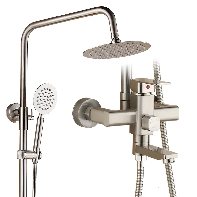 Hot sale low price single lever rainfall shower set bathroom 304 stainless steel shower faucet set