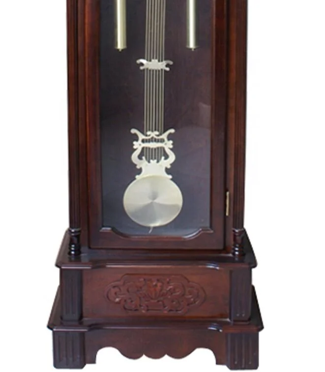 Grandfather Floor Pendulum  Clock Gold Tone & Arched with Pendulum and Dual Chimes