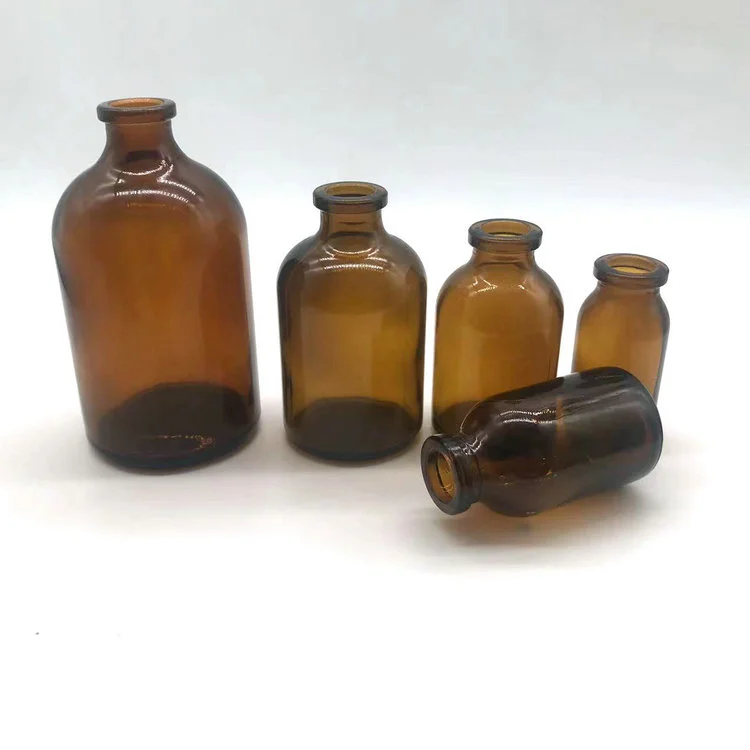 Shandong Factory amber 10ml/20ml/30ml/50ml/100ml  injection  vial for antibiotics glass bottles  pharmaceutical glass bottles