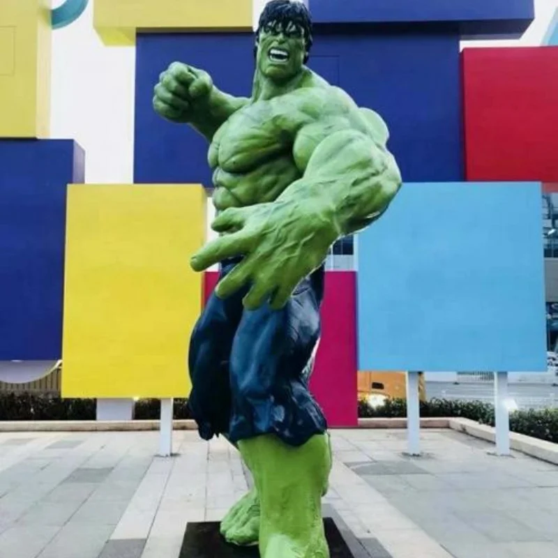 Custom Outdoor Park Decor Famous Superhero Movie Action Figures Muscle Man Fiberglass Life Size Hulk Statue Resin Sculpture