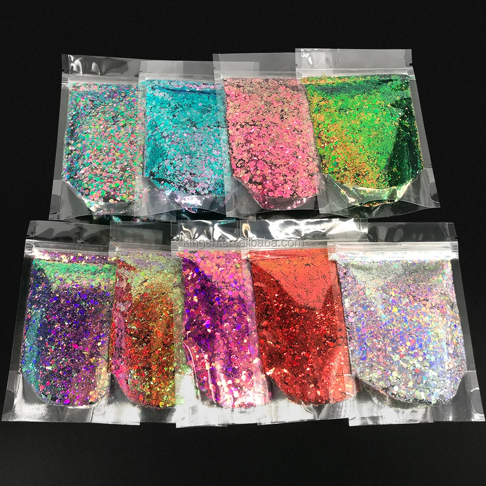 Wholesale Bulk Chunky Eco Hair Glitter Cosmetic Glitters White Glitters for Resin Christmas Decorations