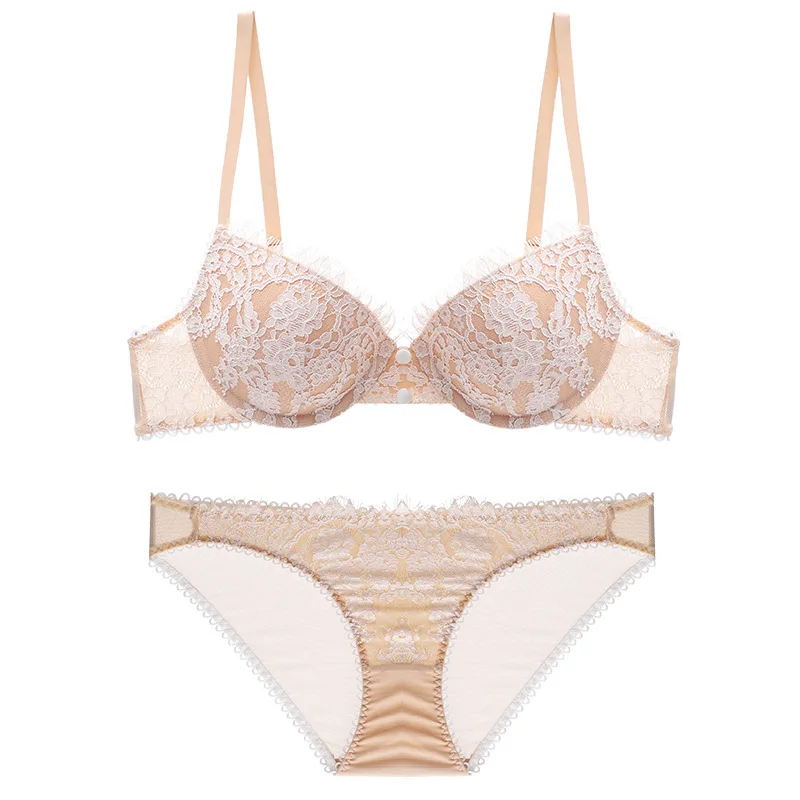 Big Brand Sexy Lace Push Up Bra And Thong Set Underwear Ladies Bra And T Back Women Panties Set