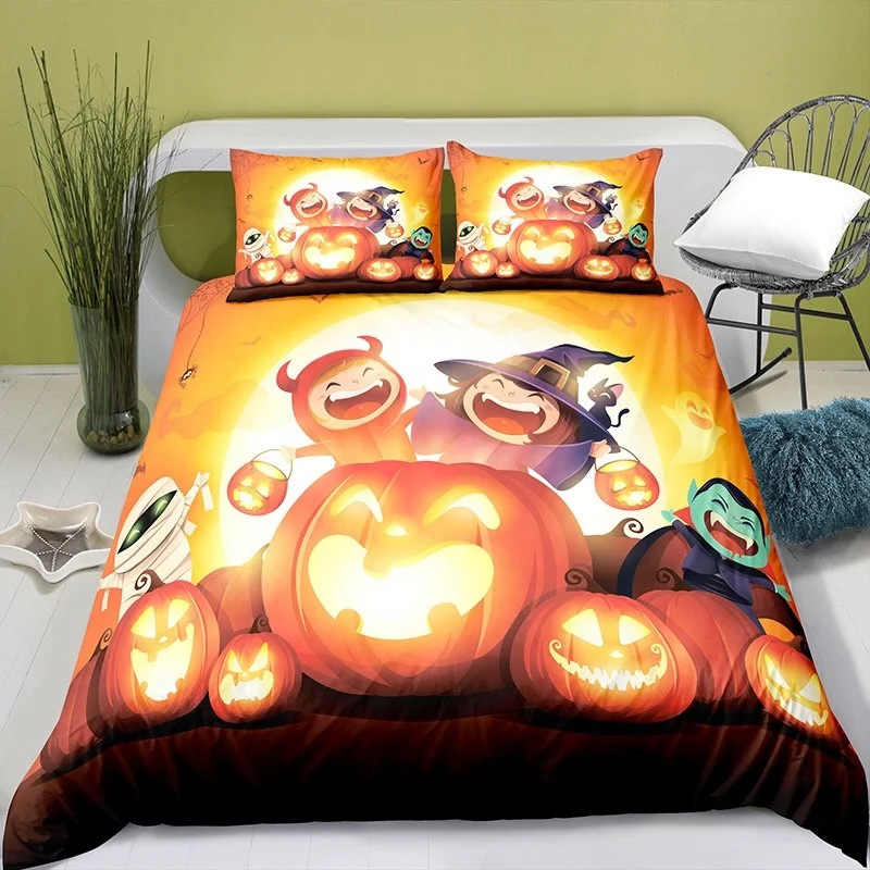 3D Halloween Christmas Elements Custom Quilt Cover Pillowcase Sheet duvet cover bedding set 	 3pices bed sheets cover