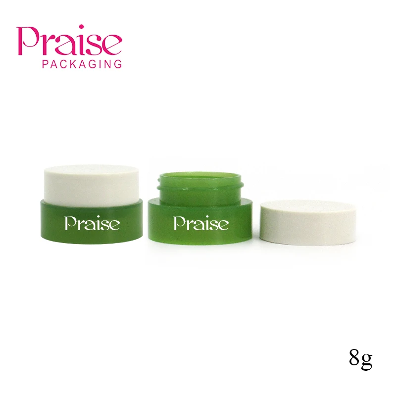 Small cosmetic cream container manufacturer plastic sample jar 8g green round cream jars