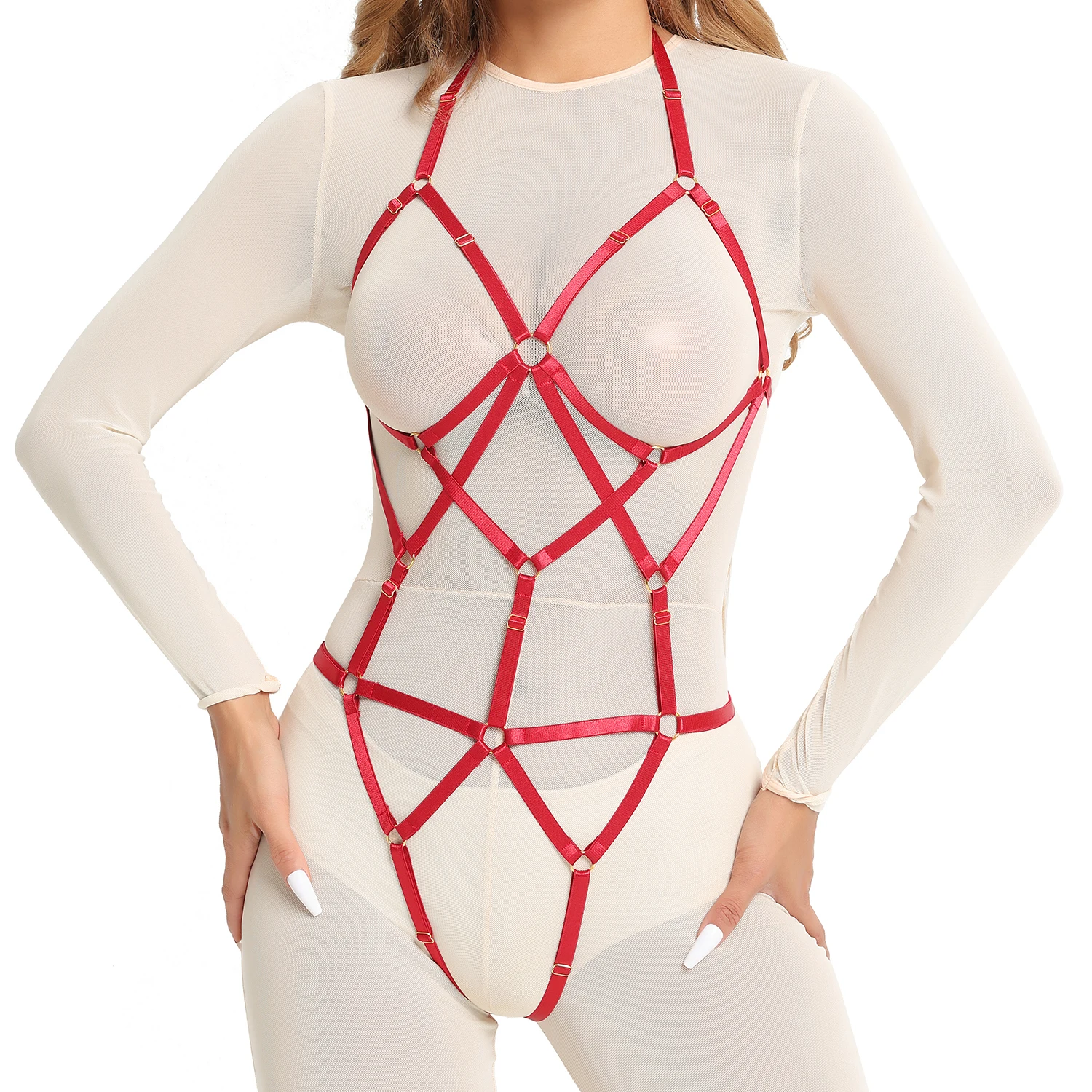 Good Quality And Price Of Red Chest Harness Seductive Hot Dancewear Nighty Sexy Lingerie With Exotic For Women