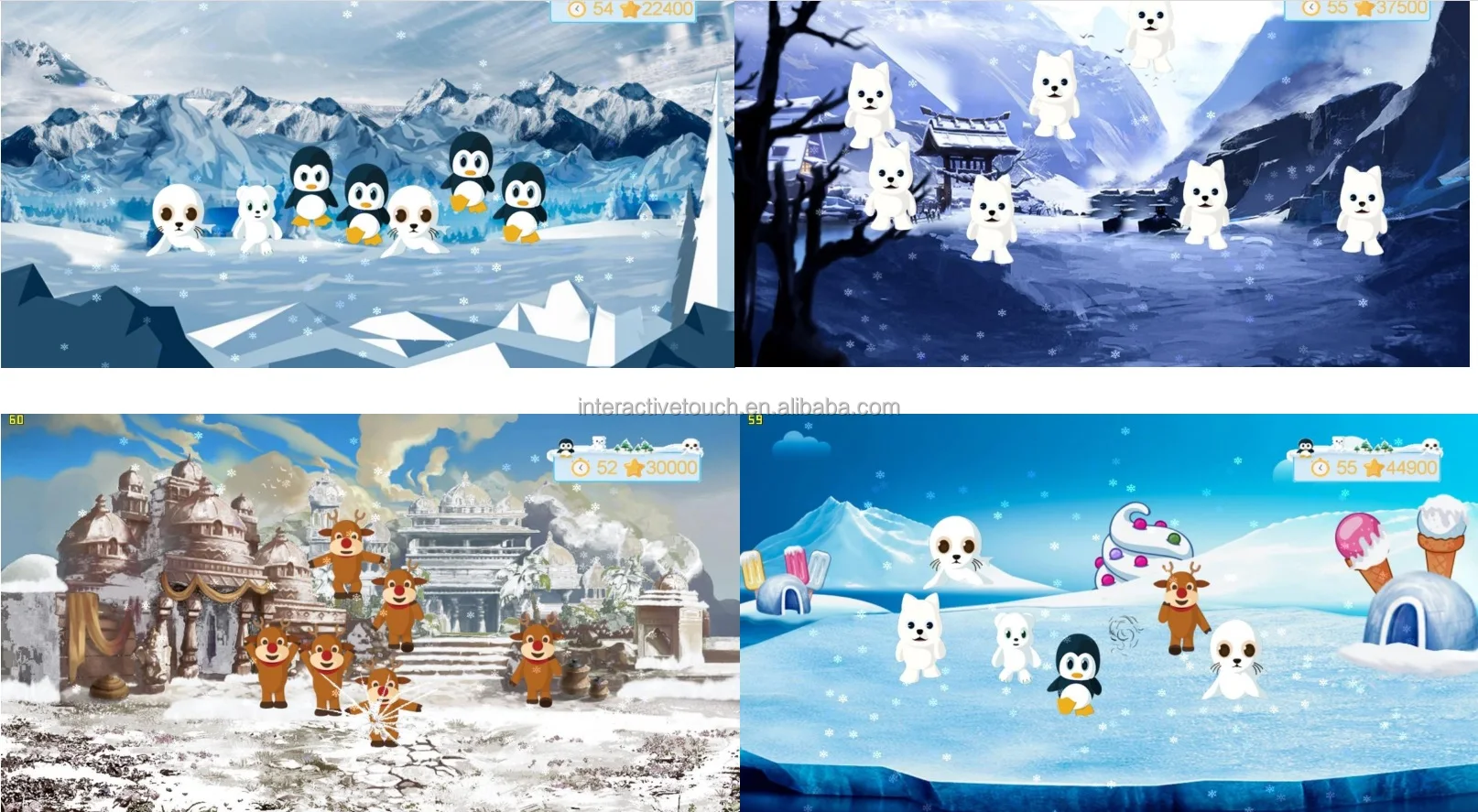 Winter Christmas Gift Snow ball theme interactive wall floor games indoor interactive game with  interactive system 7 free games