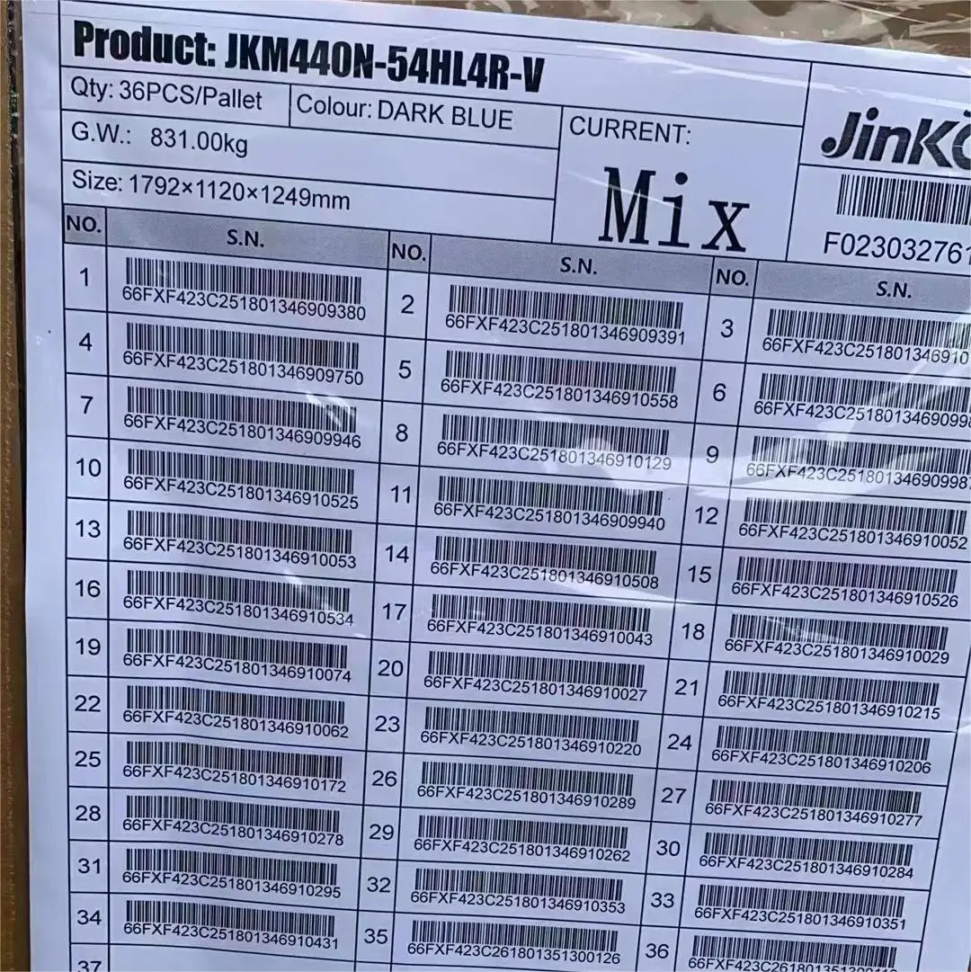 Rotterdam Warehouse Jinko N Type Black Frame 430w 440w 450w Solar Panels for Solar Energy System